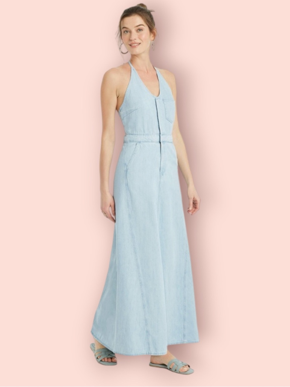 UNIVERSAL THREAD Halter Denim Maxi Dress